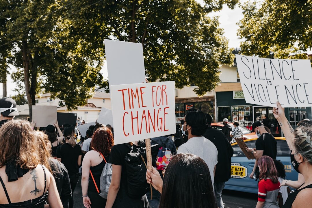 crowd protesting
