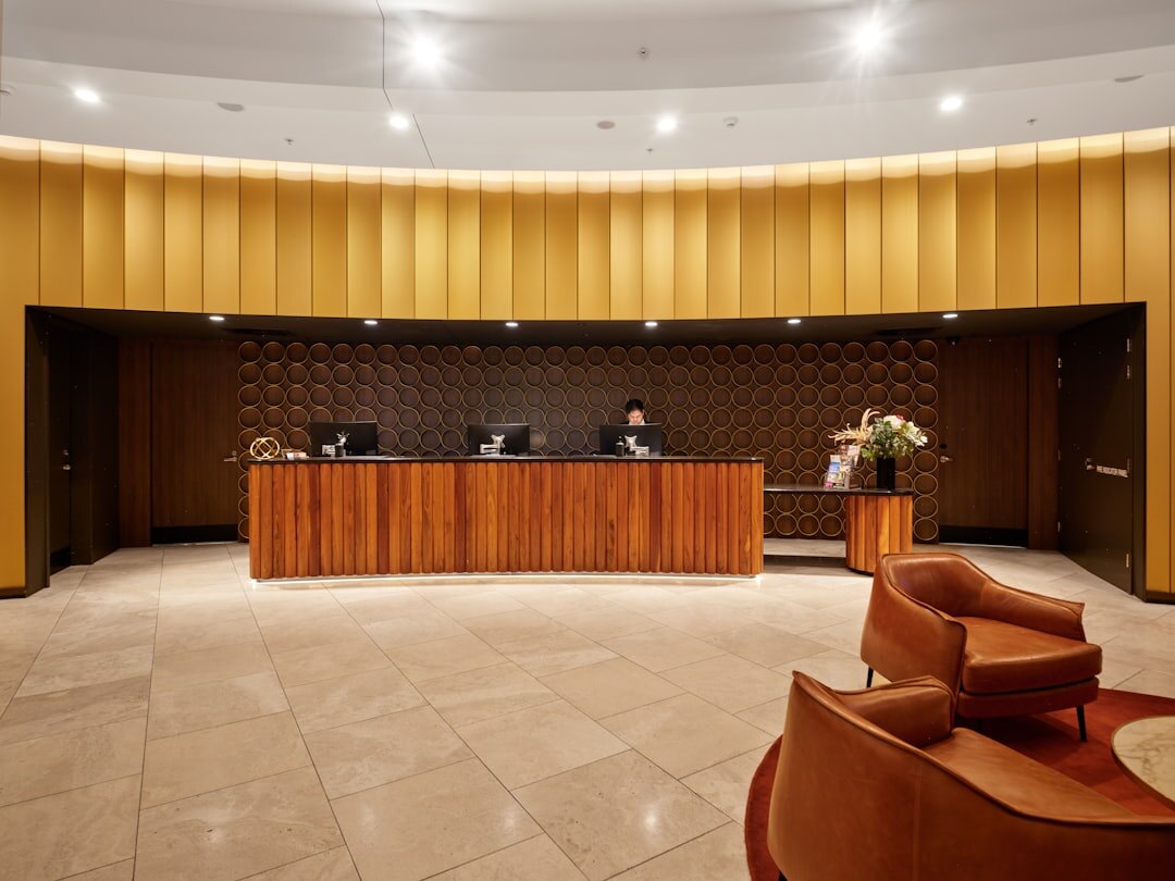 Bright open-plan office reception area