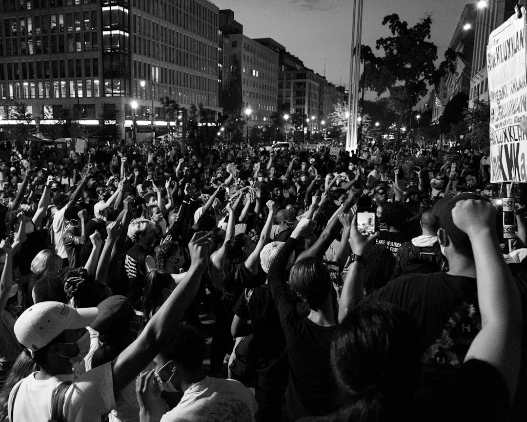 crowd of people protesting